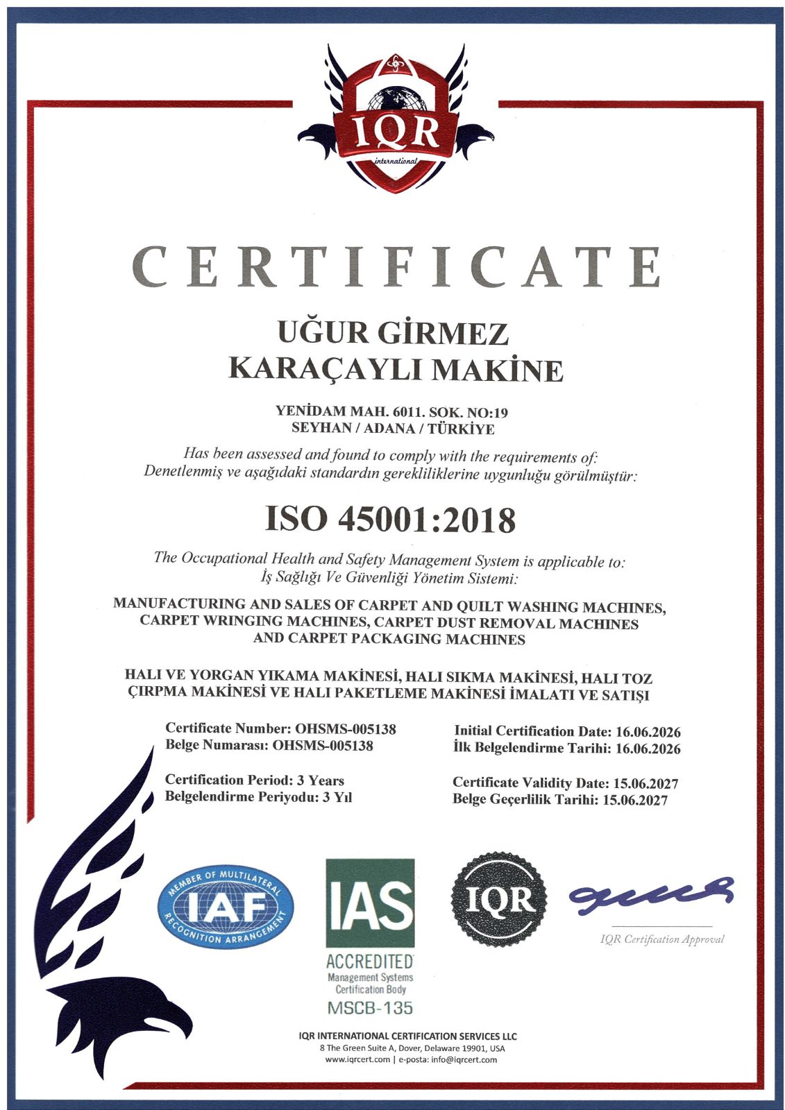 ISO 45001:2018 — نظام إدارة الصحة والسلامة المهنية